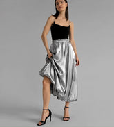 SIlver High Waist Maxi Skirt